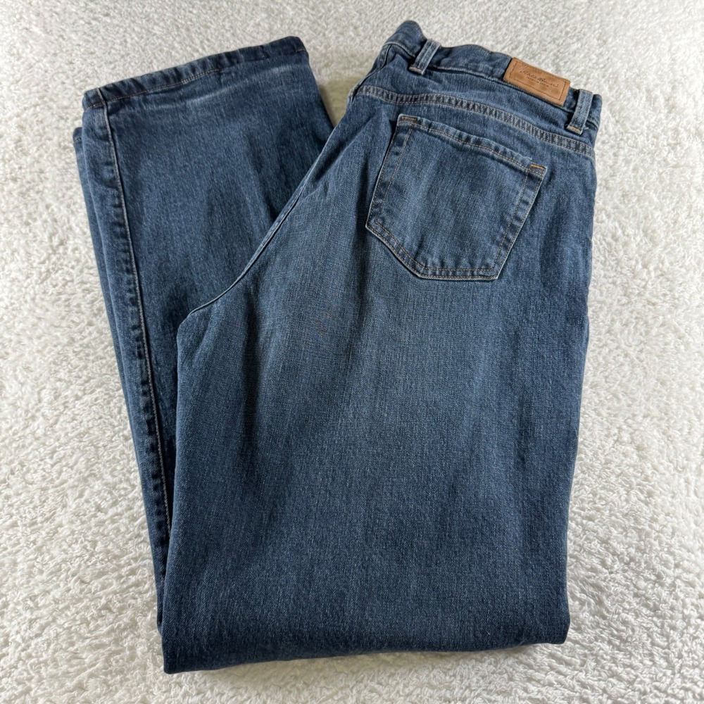Eddie Bauer Mens 34x32 Fleece Lined Size 16 Heavy Denim Jeans Straight Loose Fit